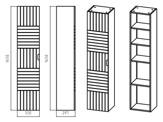 Напольный шкаф - пенал Brevita Gloster GLOS-05035-48-2Л левый 35см графит